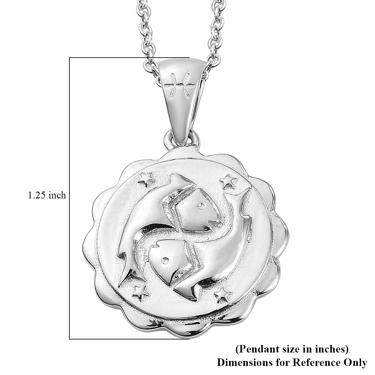Karis Pisces Zodiac Pendant Necklace 20 Inches in Platinum Bond and Stainless Steel image number 5