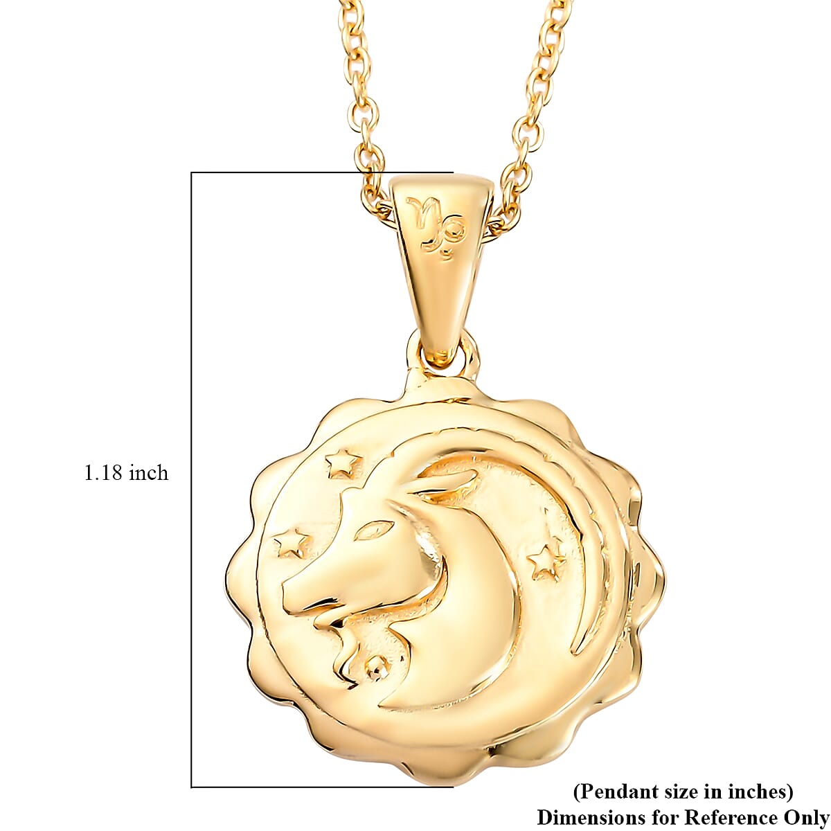 Karis Capricorn Zodiac Pendant Necklace 20 Inches in 18K YG Plated and ION Plated Yellow Gold Stainless Steel image number 4