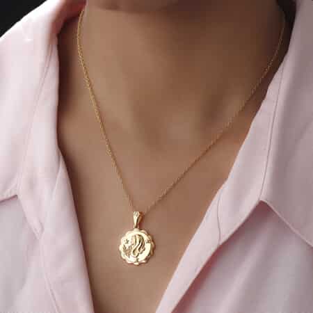 KARIS Virgo Zodiac Pendant Necklace 20 Inches in 18K YG Plated and ION Plated Yellow Gold Stainless Steel image number 2