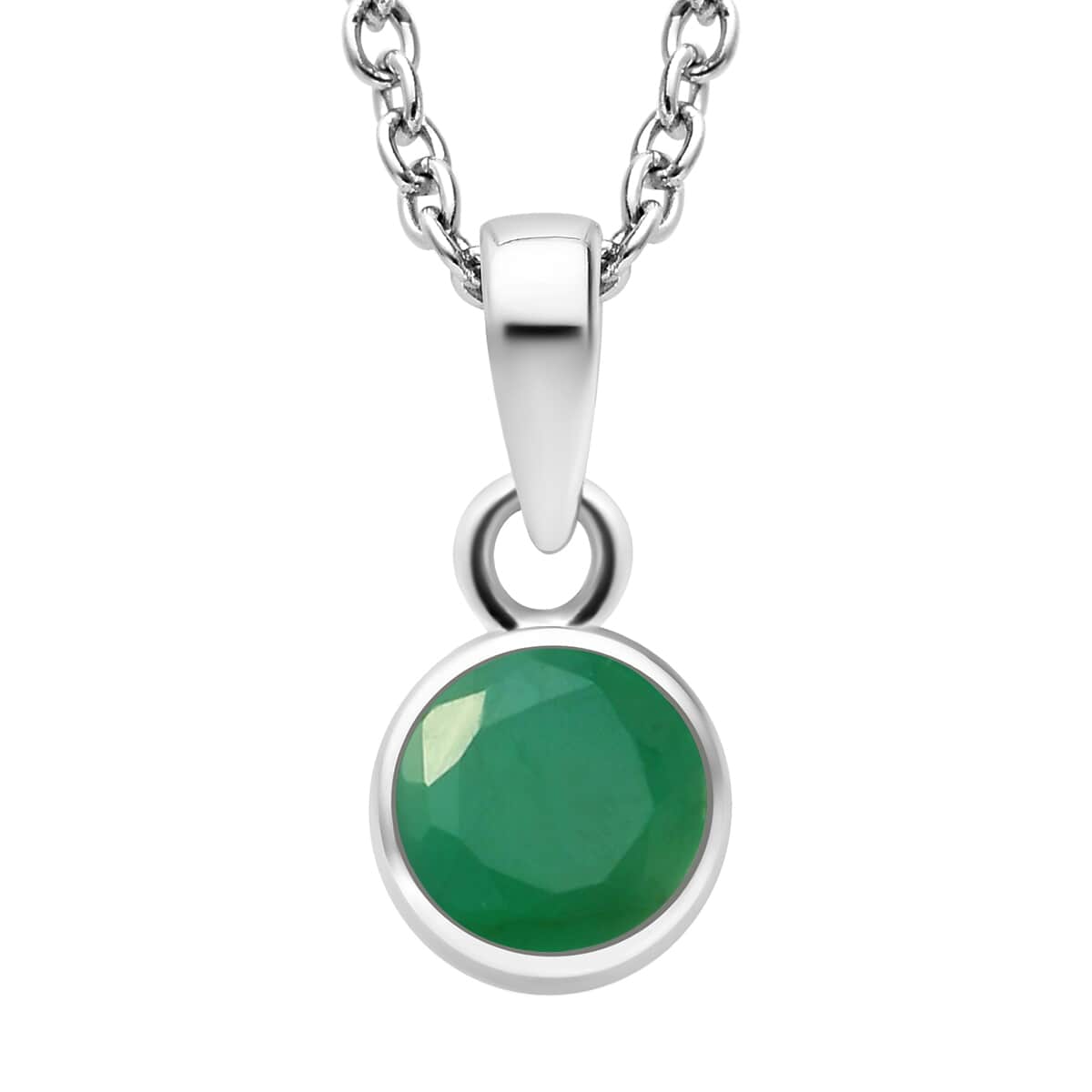 May Birthstone Jewelry Gift Set,  Socoto Emerald Earrings and Emerald Pendant, Jewelry Gift Set in Platinum Over Sterling Silver with Stainless Steel Necklace 20 In 1.70 ctw image number 3