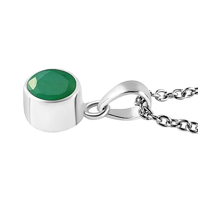 May Birthstone Jewelry Gift Set,  Socoto Emerald Earrings and Emerald Pendant, Jewelry Gift Set in Platinum Over Sterling Silver with Stainless Steel Necklace 20 In 1.70 ctw