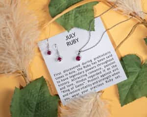 July Birthstone Jewelry Gift Set, Niassa Ruby (FF) Earrings and Ruby Pendant, Jewelry Gift Set in Platinum Over Sterling Silver with Stainless Steel Necklace 20In 3.00 ctw