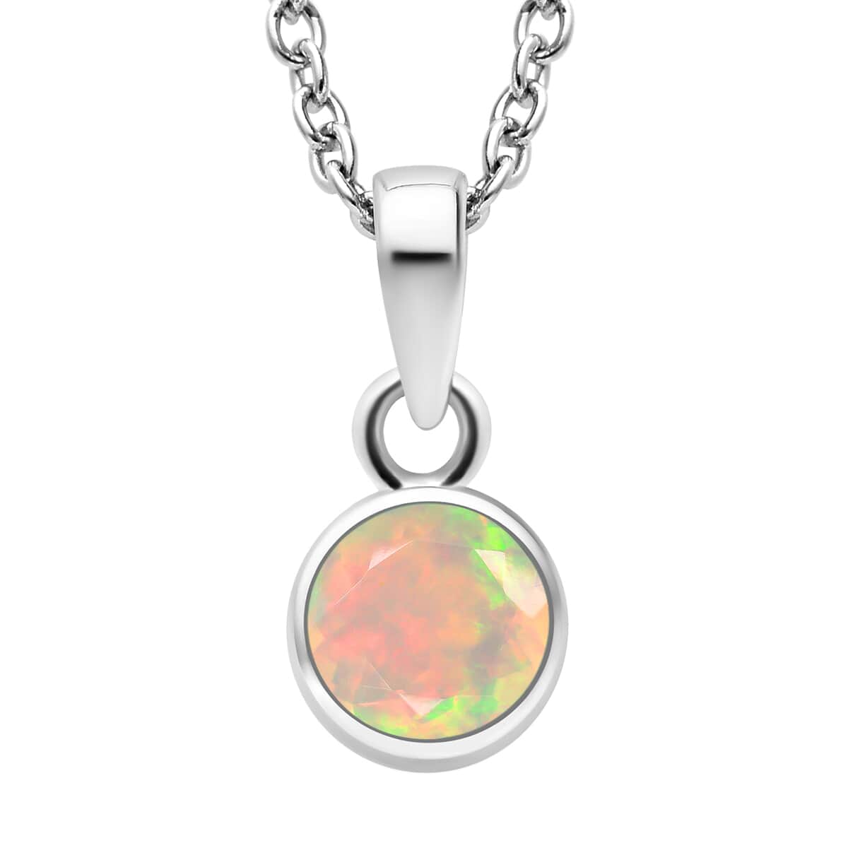 October Birthstone Jewelry Gift Set, Ethiopian Welo Opal Earrings and Opal Pendant, Jewelry Gift Set in Platinum Over Sterling Silver with Stainless Steel Necklace 20In 1.25 ctw image number 3