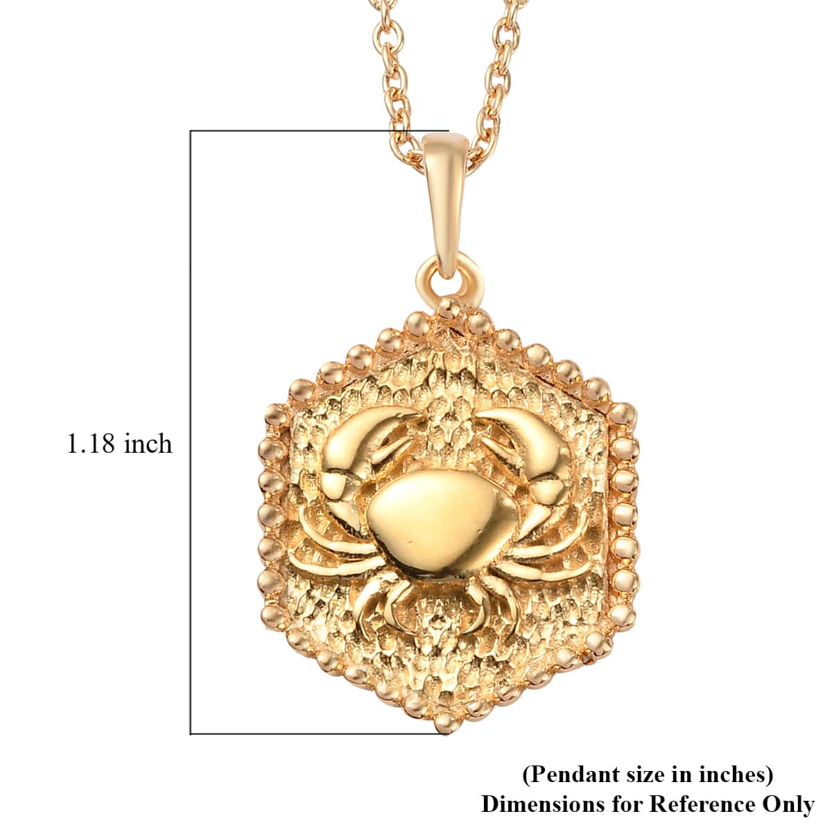 KARIS Cancer Zodiac Pendant Necklace 20 Inches in 18K YG Plated and ION Plated YG Stainless Steel image number 5