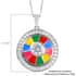 LUSTRO STELLA Made with Finest CZ and Multi Color Enameled Flower Pendant Necklace 20 Inches in Platinum Over Sterling Silver 9.50 Grams 3.50 ctw image number 5
