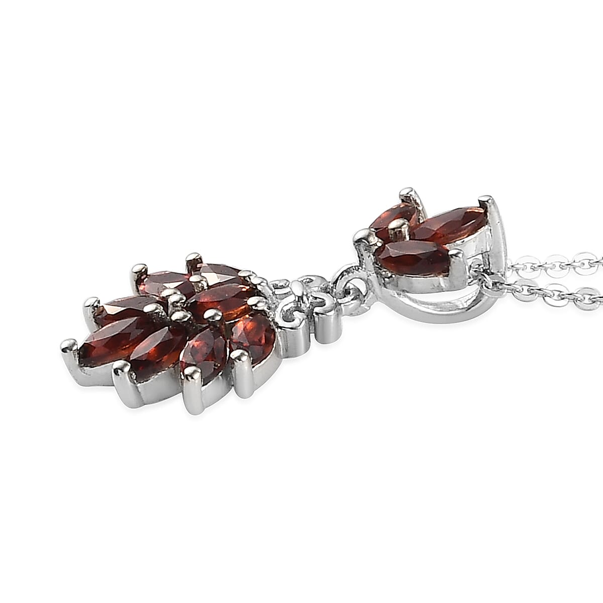 Mozambique Garnet Pendant Necklace 20 Inches in Platinum Over Sterling Silver 1.15 ctw image number 3