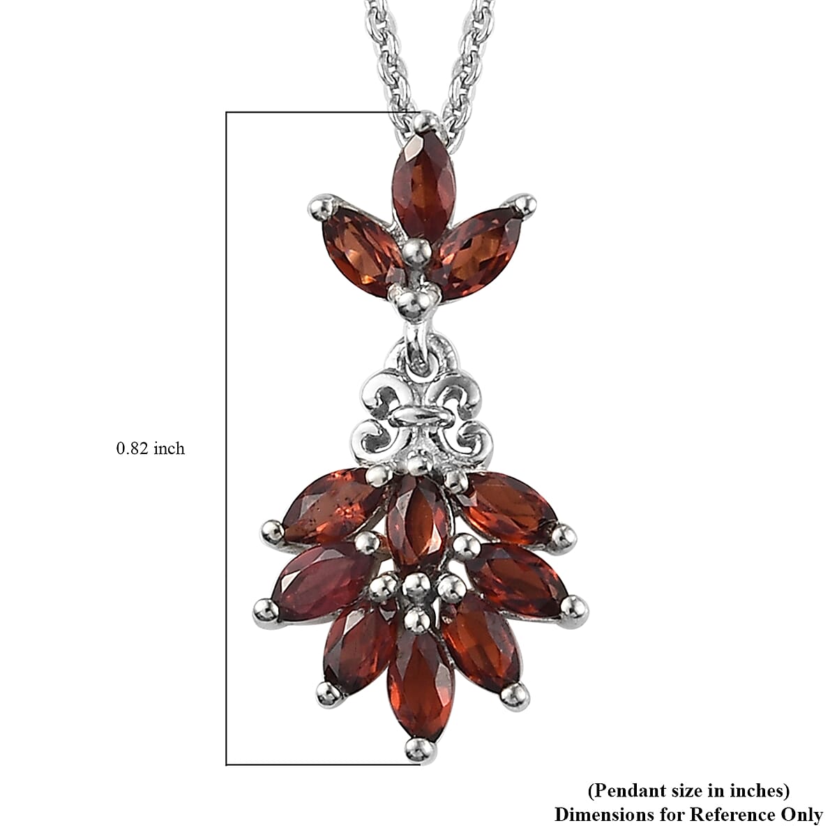 Mozambique Garnet Pendant Necklace 20 Inches in Platinum Over Sterling Silver 1.15 ctw image number 5