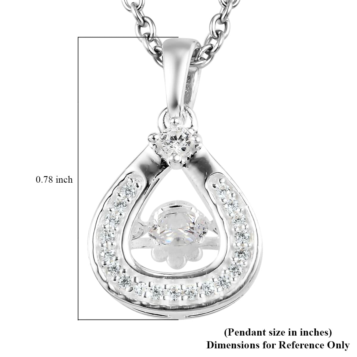 Simulated Diamond Pendant Necklace 20 Inches in Sterling Silver and Stainless Steel 0.65 ctw image number 6