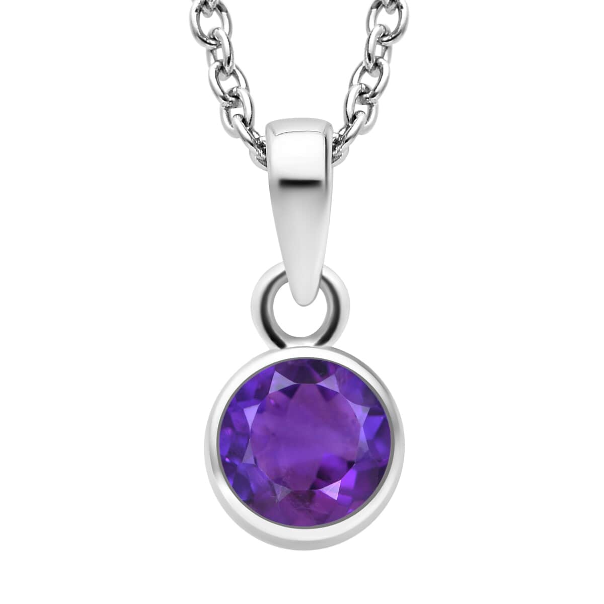 February Birthstone Jewelry Gift Set, Amethyst Earrings and Amethyst Pendant, Jewelry Gift Set in Platinum Over Sterling Silver with Stainless Steel Necklace 20In 2.60 ctw image number 3
