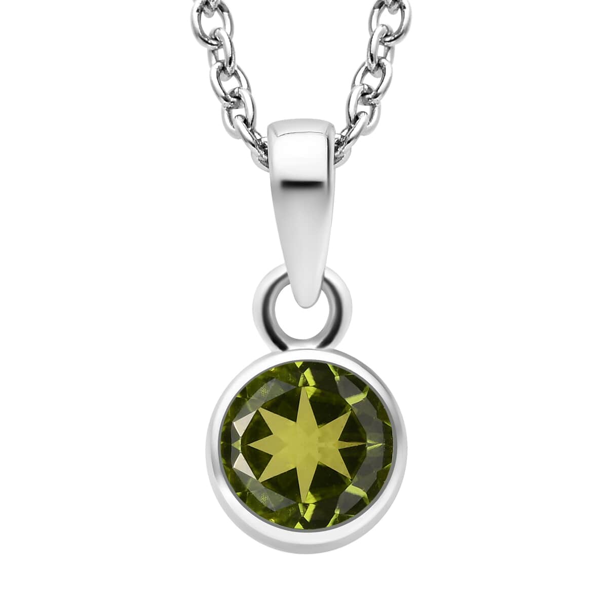 August Birthstone Jewelry Gift Set, Peridot Earrings and Peridot Pendant, Jewelry Gift Set in Platinum Over Sterling Silver with Stainless Steel Necklace 20In 3.15 ctw image number 3