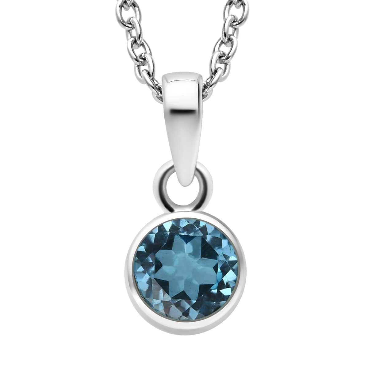 December Birthstone Jewelry Gift Set, Swiss Blue Topaz Earrings and Blue Topaz Pendant, Jewelry Gift Set in Platinum Over Sterling Silver with Stainless Steel Necklace 20In 3.50 ctw image number 4