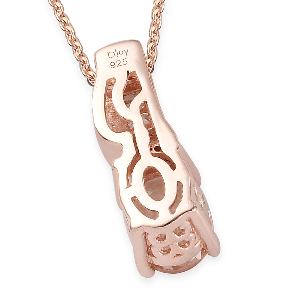 Marropino Morganite and Natural White Zircon Pendant Necklace 20 Inches in Vermeil Rose Gold Over Sterling Silver 1.15 ctw image number 4