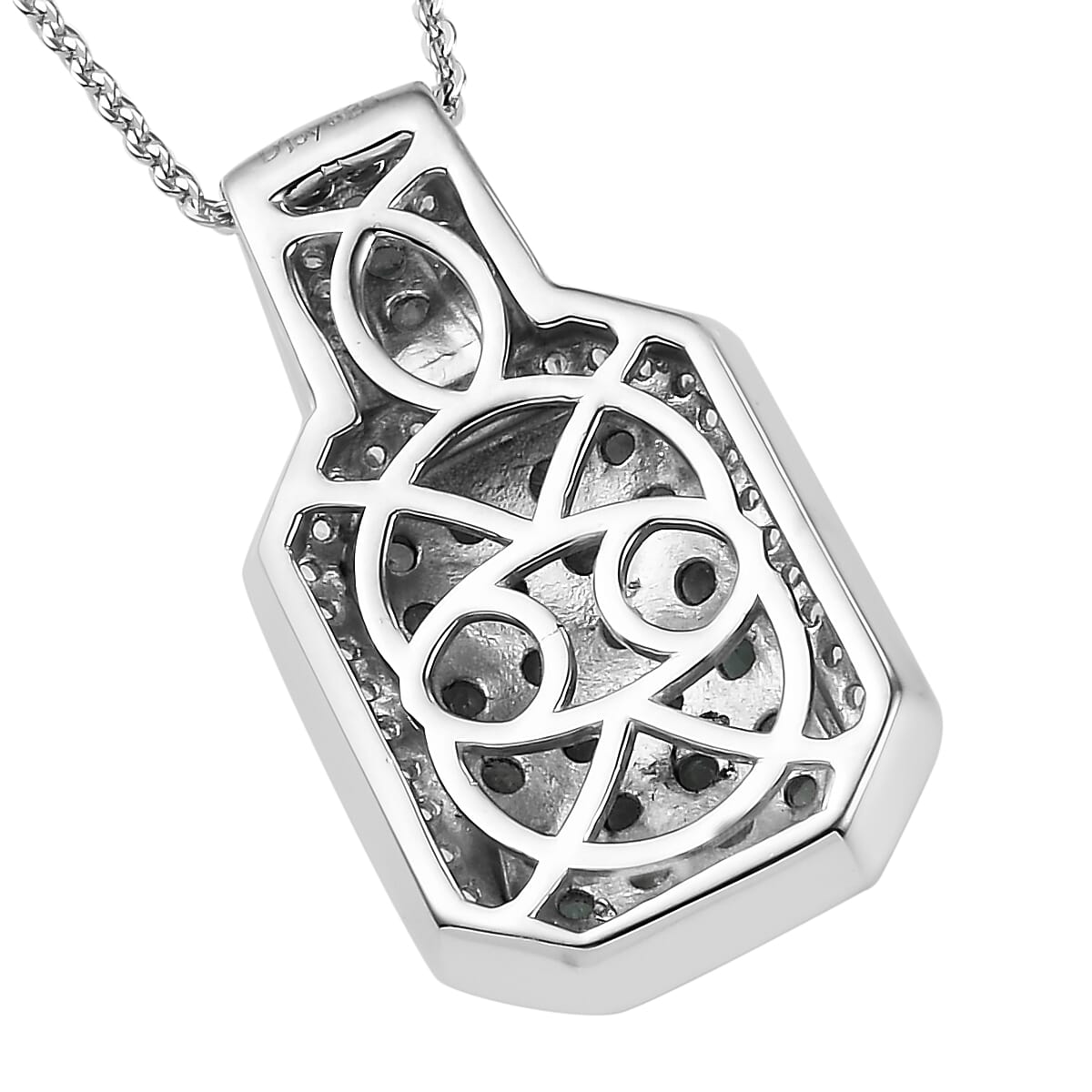 Narsipatnam Alexandrite and Natural White Zircon Cluster Pendant Necklace 20 Inches in Platinum Over Sterling Silver 2.00 ctw