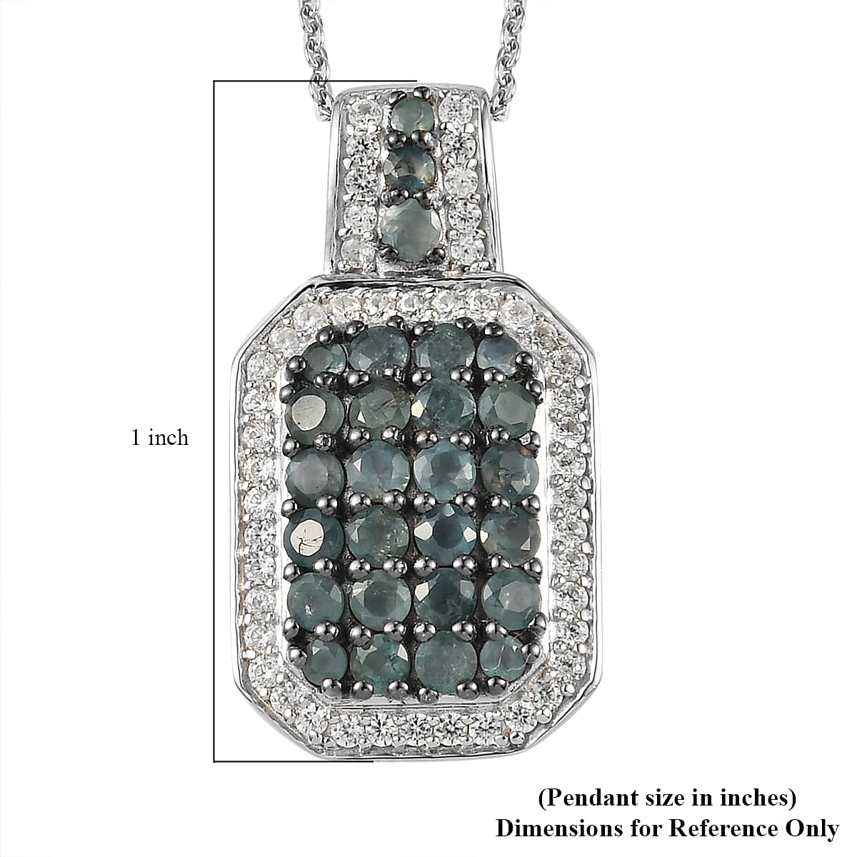 Narsipatnam Alexandrite and Natural White Zircon Cluster Pendant Necklace 20 Inches in Platinum Over Sterling Silver 2.00 ctw