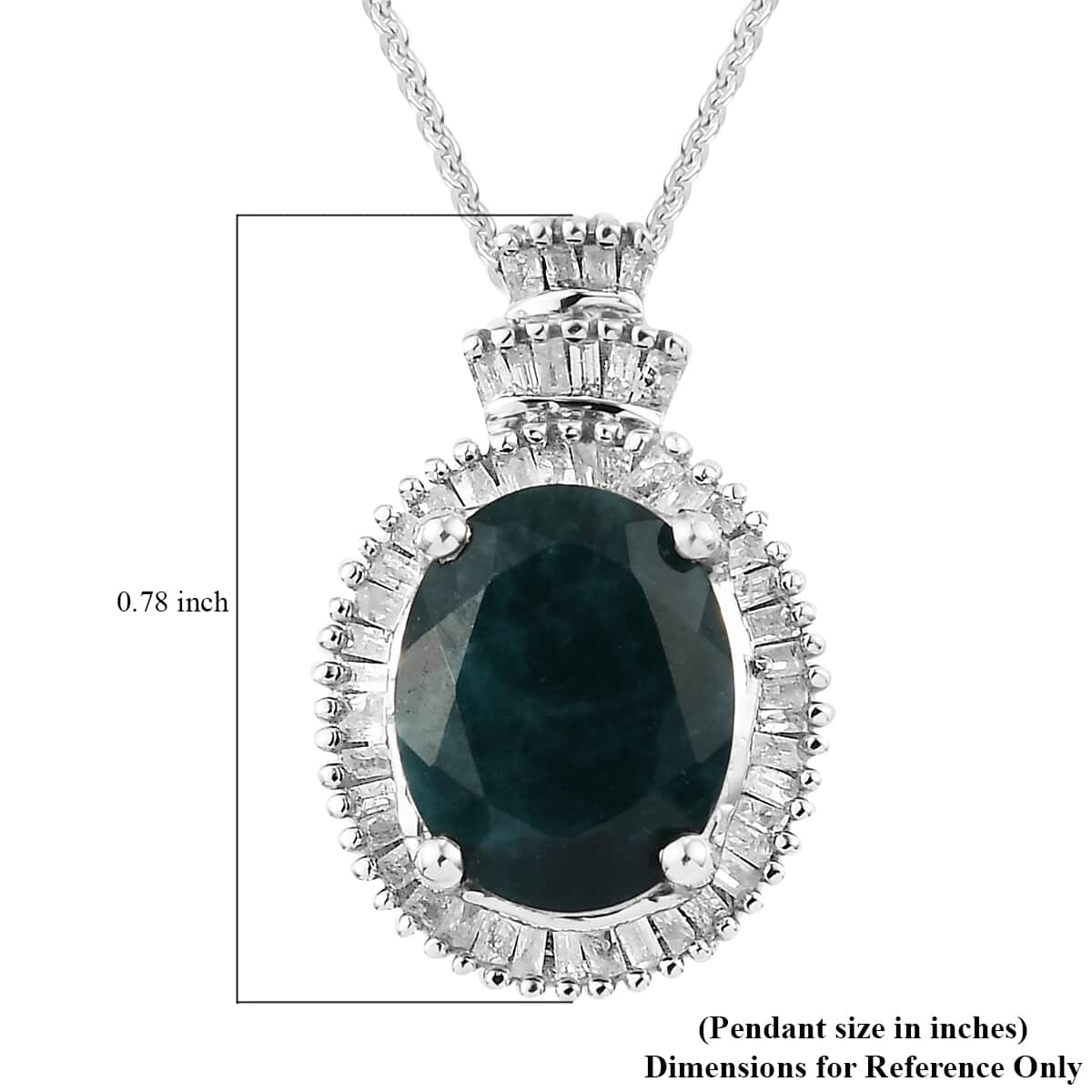 Teal Grandidierite (Ovl 10x8 mm), Diamond (0.30 cts) Ballerina Pendant Necklace (20 Inches) in Platinum Over Sterling Silver 3.25 ctw image number 5