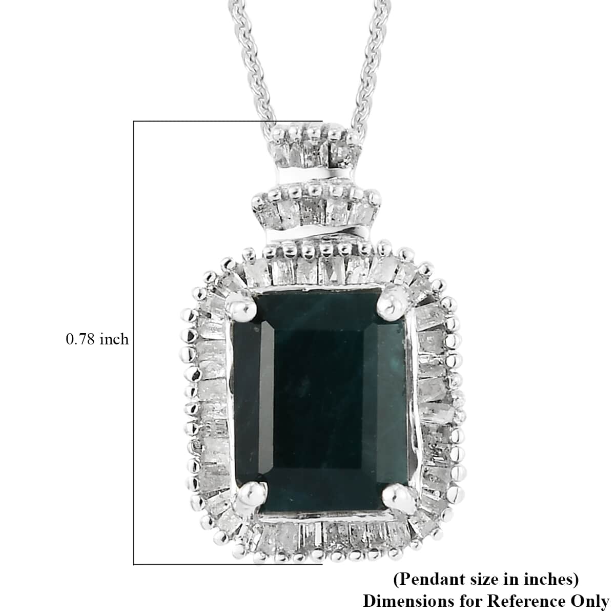 Teal Grandidierite and Diamond Ballerina Pendant Necklace 20 Inches in Platinum Over Sterling Silver 3.00 ctw image number 5