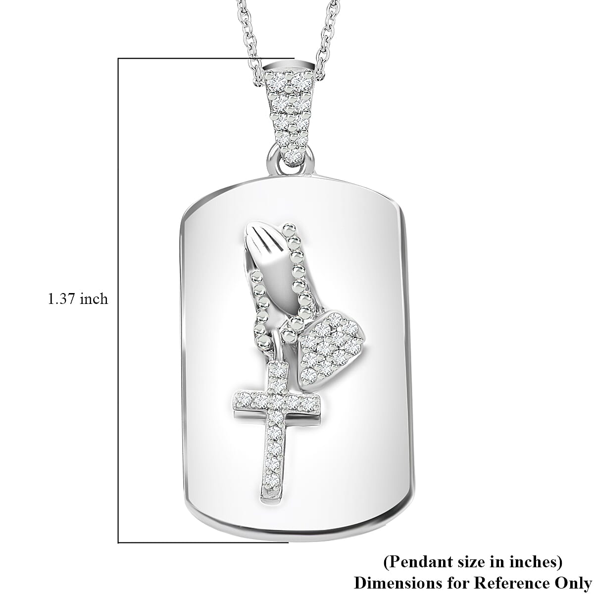 Serenity Prayer Simulated Diamond Pendant Necklace 20 Inches in Platinum Over Sterling Silver 0.25 ctw