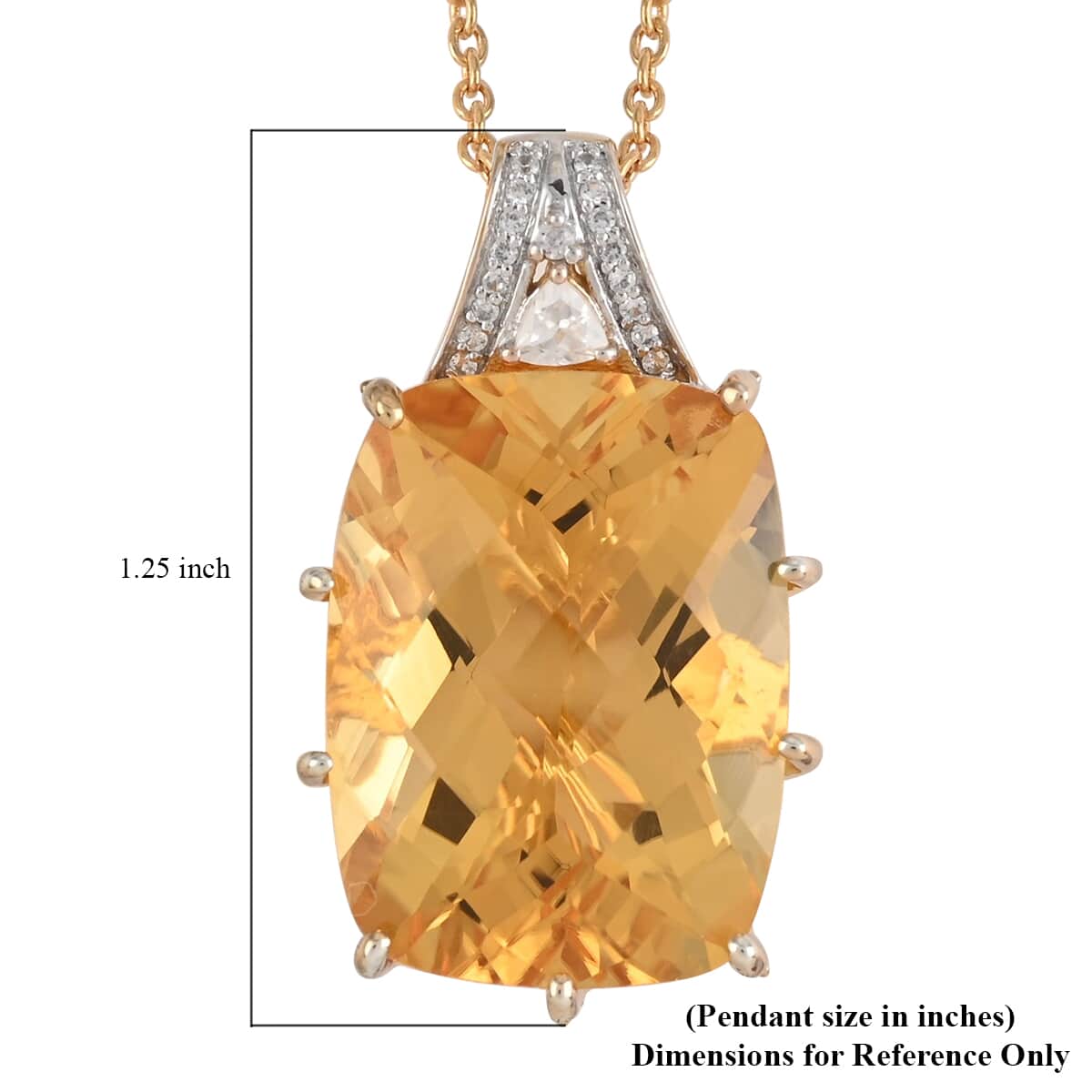 SUMMER DEALS Brazilian Citrine and Natural White Zircon Pendant Necklace 20 Inches in Vermeil Yellow Gold Over Sterling Silver 17.75 ctw image number 6