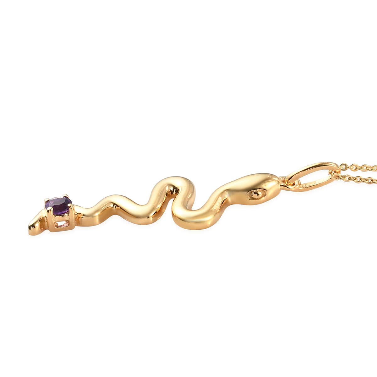 Amethyst Snake Pendant Necklace 20 Inches in Vermeil Yellow Gold Over Sterling Silver 0.15 ctw image number 3
