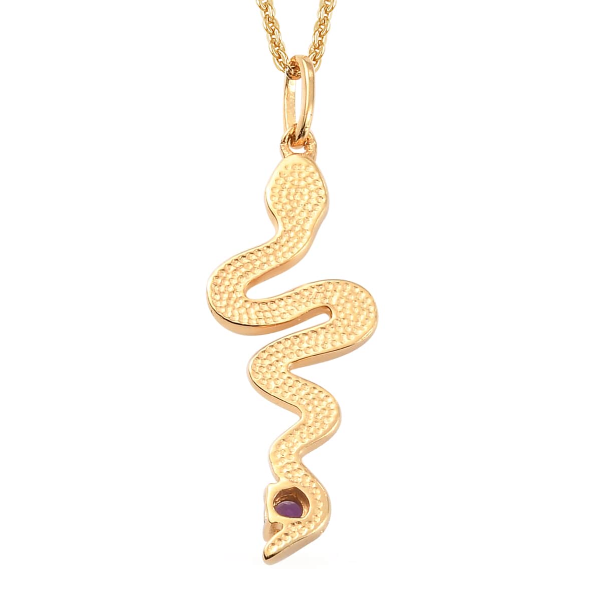 Amethyst Snake Pendant Necklace 20 Inches in Vermeil Yellow Gold Over Sterling Silver 0.15 ctw image number 4