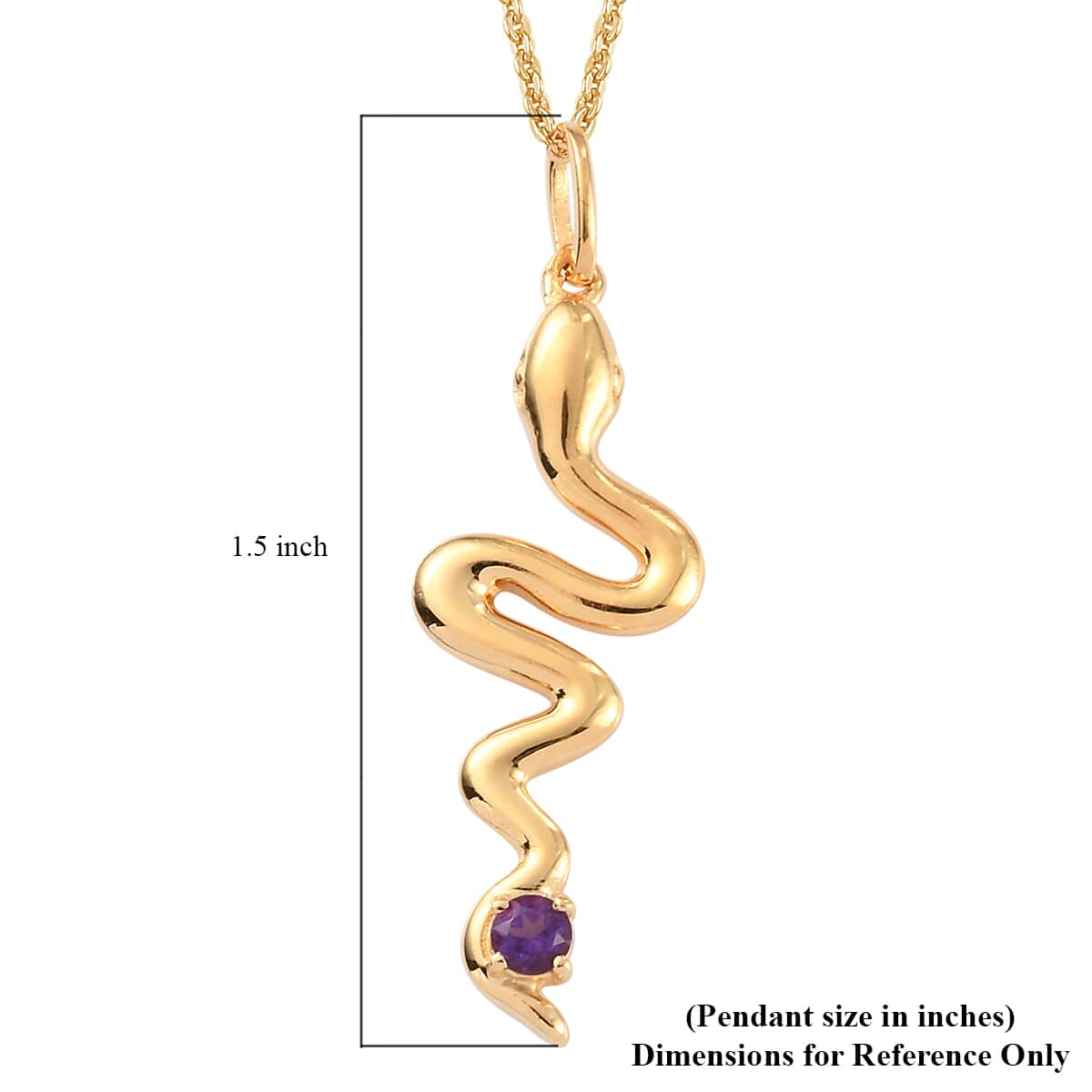 Amethyst Snake Pendant Necklace 20 Inches in Vermeil Yellow Gold Over Sterling Silver 0.15 ctw image number 5