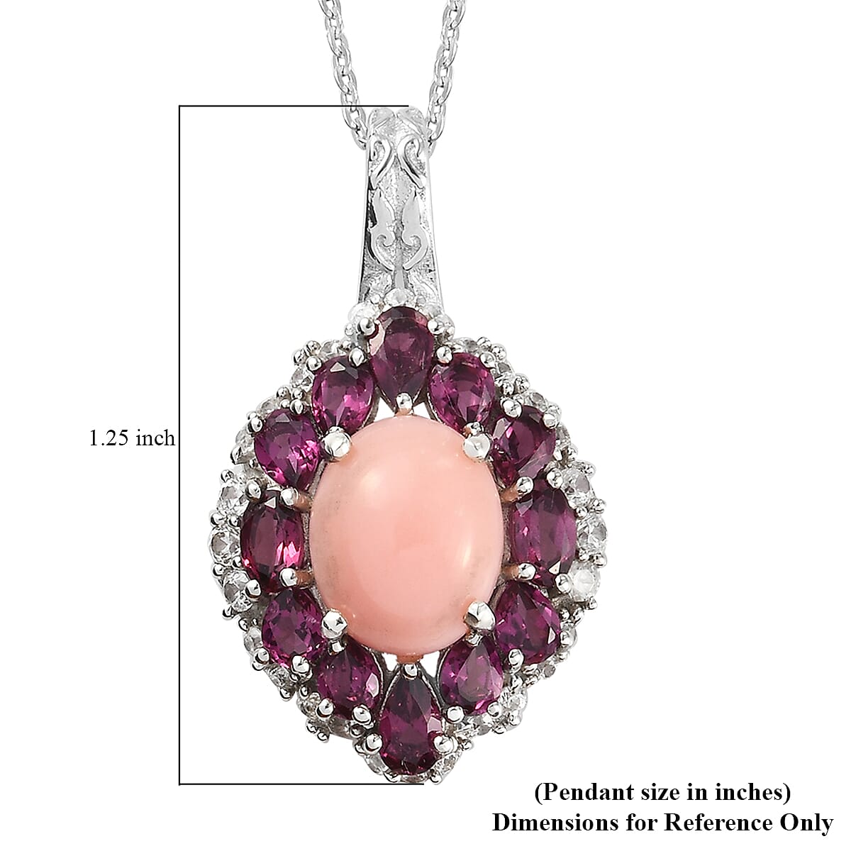 AMERICAN Oregon Peach Opal and Multi Gemstone Floral Pendant Necklace 20 Inches in Platinum Over Sterling Silver 6.15 ctw image number 5