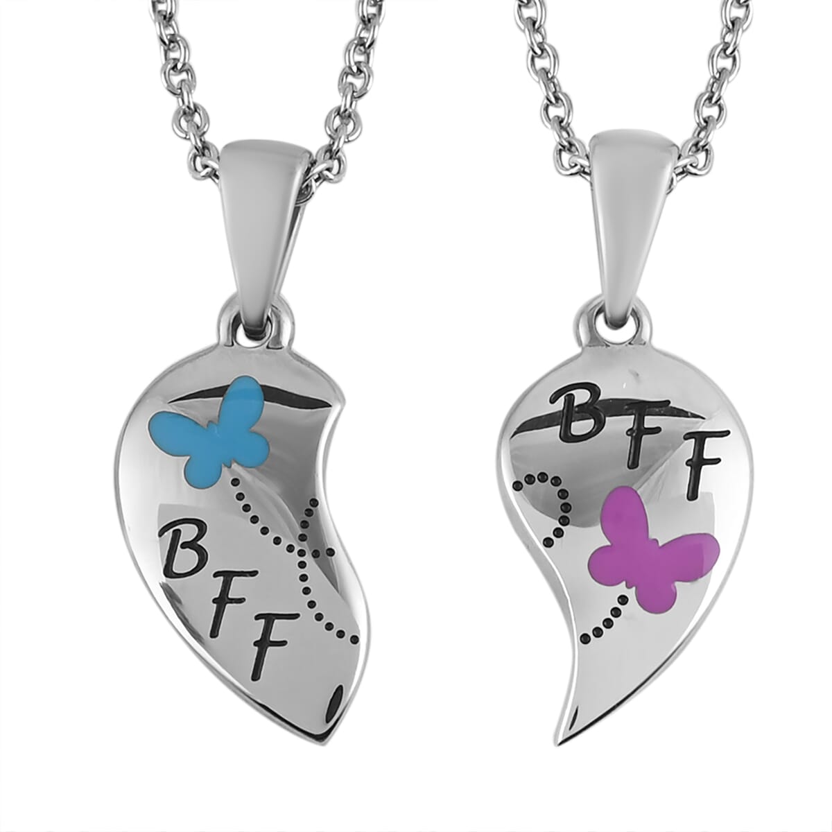 Buy HALLMARK Set of 2 Pink and Blue BFF Breakaway Heart Pendant ...