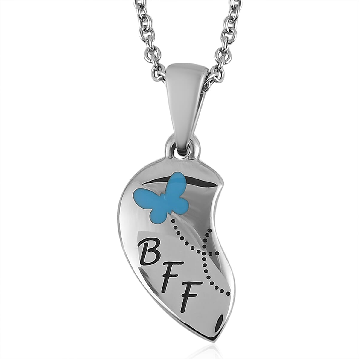 HALLMARK Set of 2 Pink and Blue BFF Breakaway Heart Pendant Necklace 20 Inches in Stainless Steel image number 2
