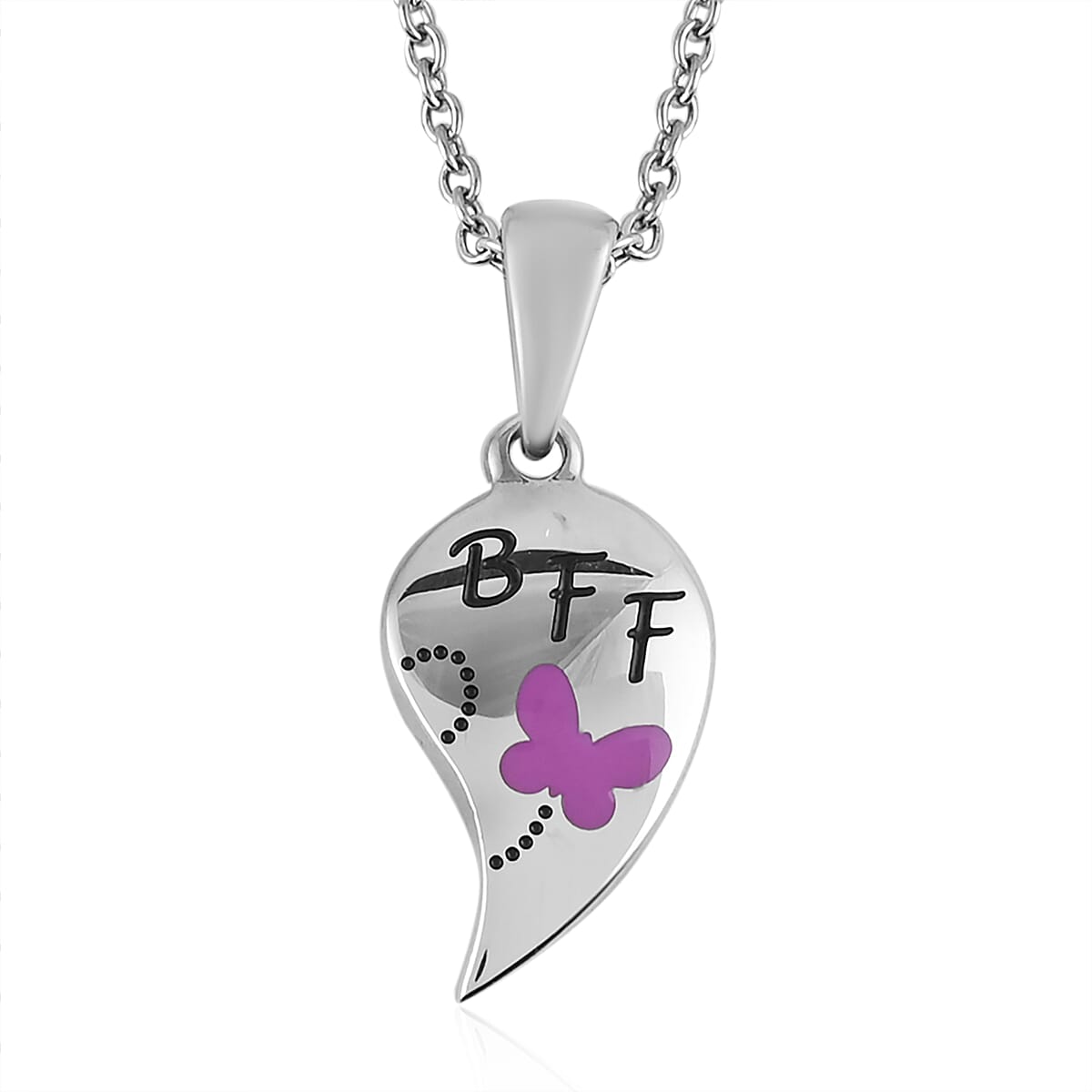 HALLMARK Set of 2 Pink and Blue BFF Breakaway Heart Pendant Necklace 20 Inches in Stainless Steel image number 3