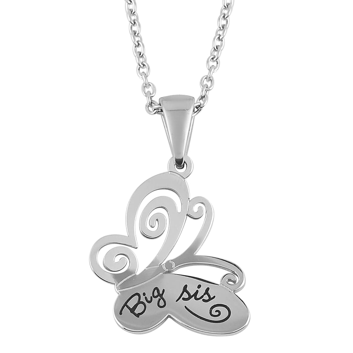 HALLMARK Set of 2 Big Sis and Lil Sis Breakaway Butterfly Pendant Necklace 20 Inches in Stainless Steel image number 3