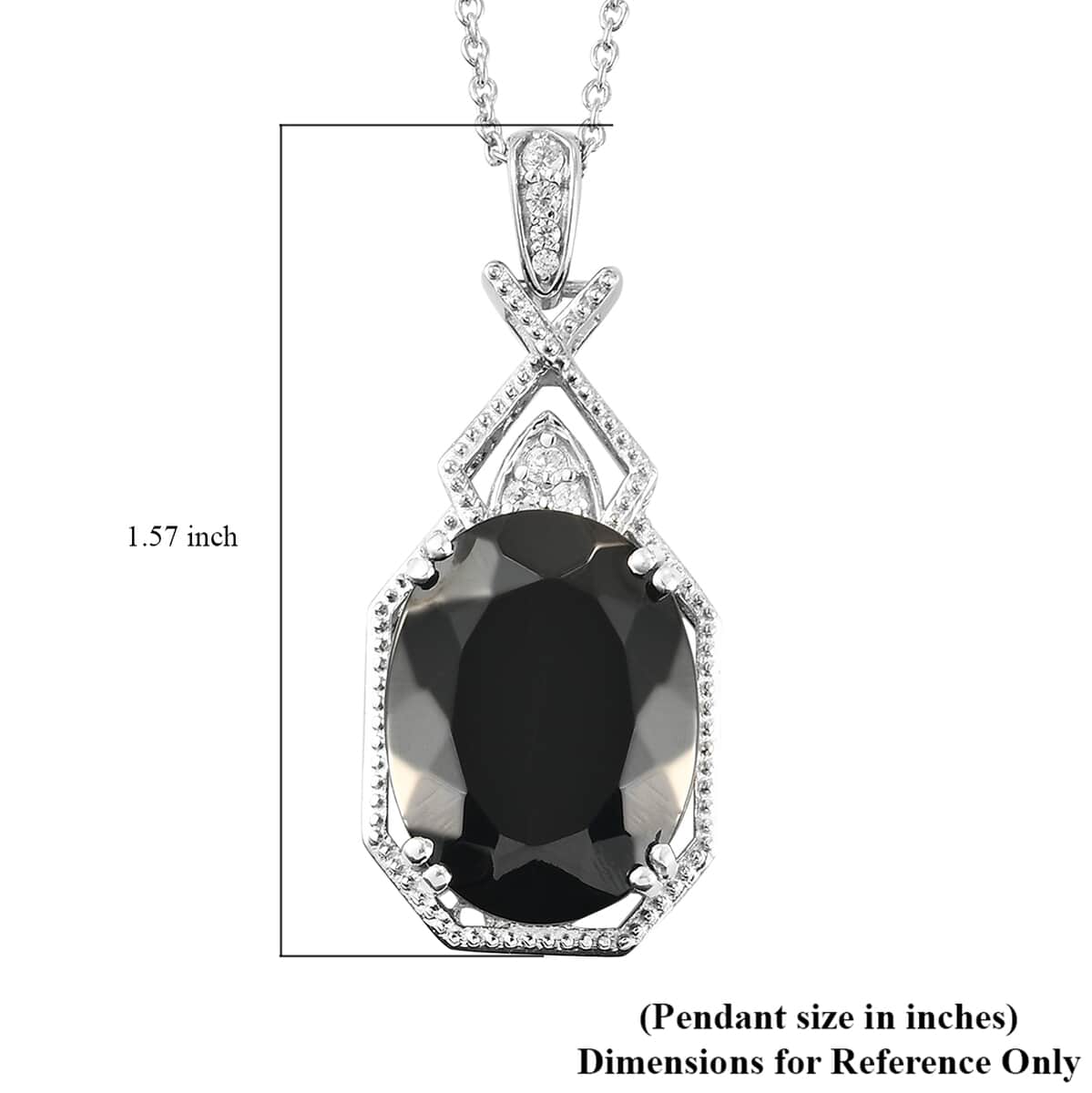 Elite Shungite and Natural White Zircon Pendant Necklace 20 Inches in Platinum Over Sterling Silver 11.60 ctw image number 5