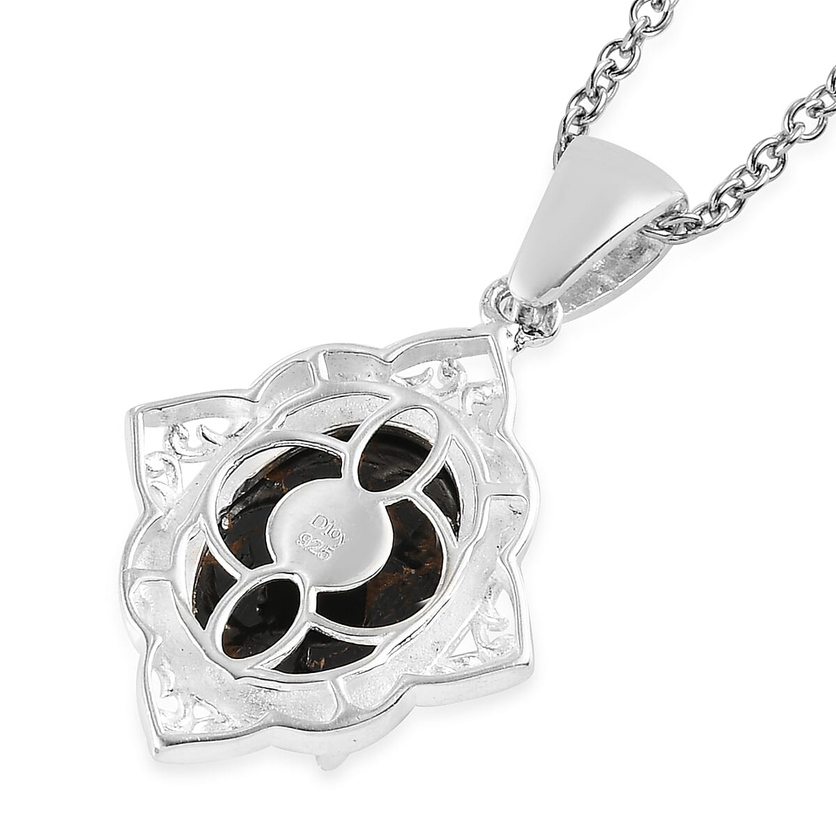 Matrix Silver Shungite Pendant in Sterling Silver with Stainless Steel Necklace 20 Inches 4.40 ctw