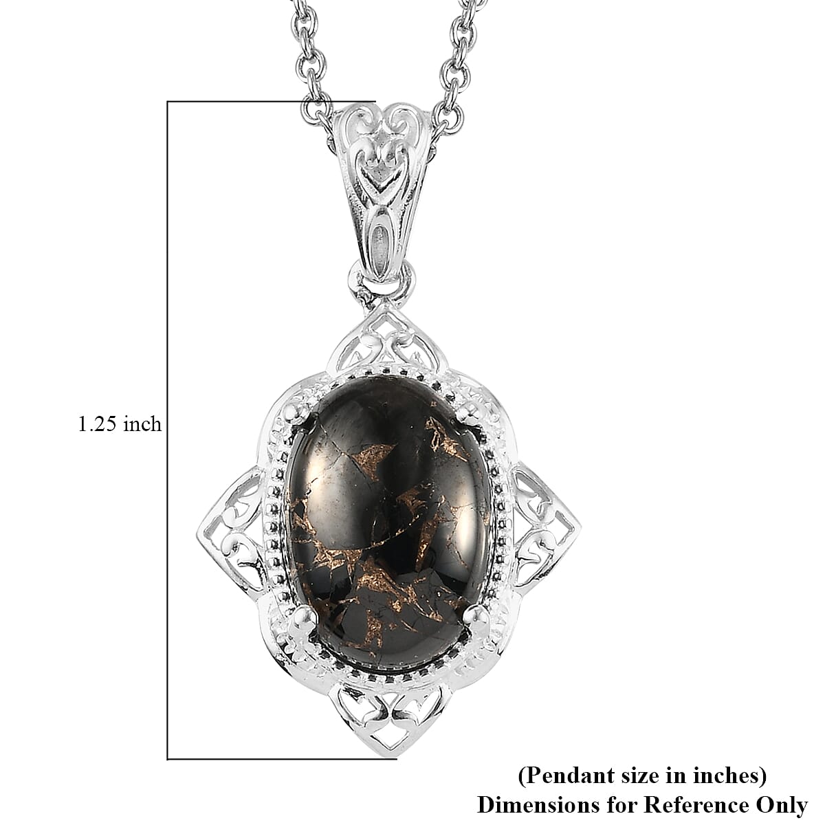 Matrix Silver Shungite Pendant in Sterling Silver with Stainless Steel Necklace 20 Inches 4.40 ctw image number 5