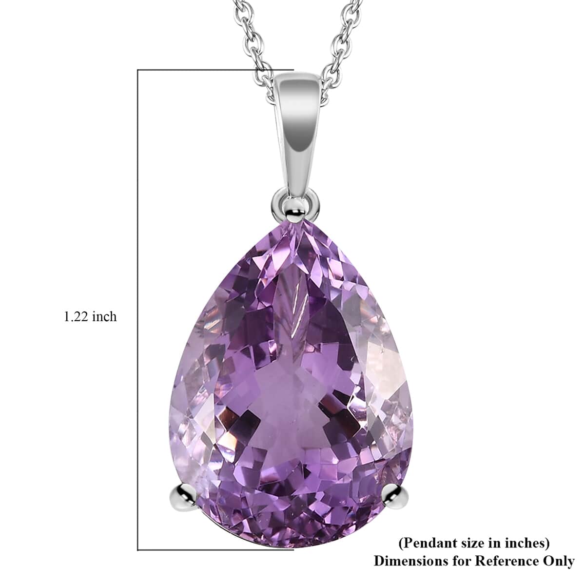 Rose De France Amethyst Solitaire Pendant Necklace 20 Inches in Platinum Over Sterling Silver 18.00 ctw image number 5