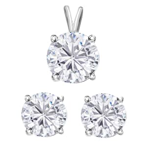 Luxoro 10K White Gold Moissanite Stud Earrings| Gold Solitaire Pendant 1.85 ctw