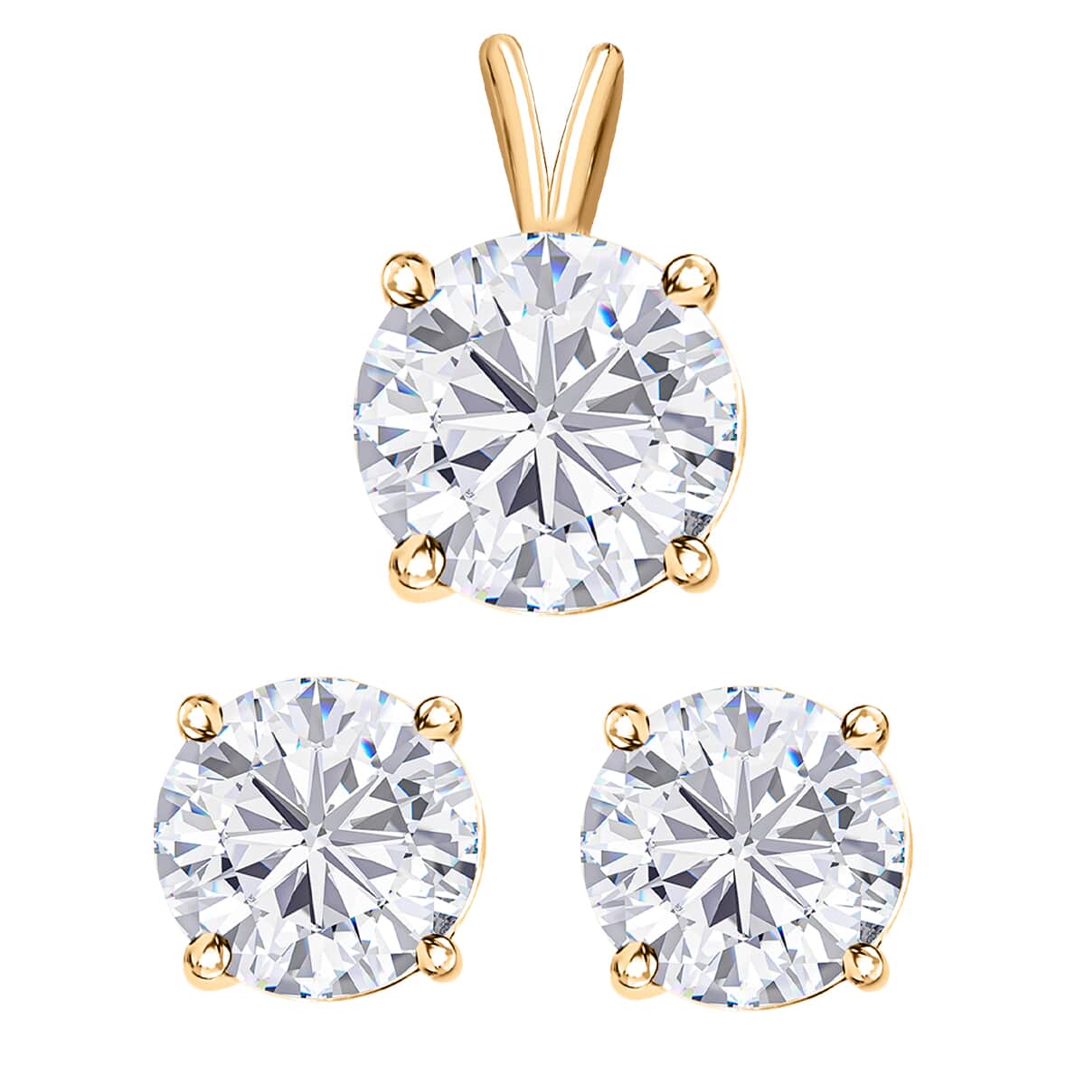 Ankur Treasure Chest Luxoro 10K Yellow Gold Moissanite Stud Earrings, Gold Solitaire Pendant 1.85 ctw image number 0