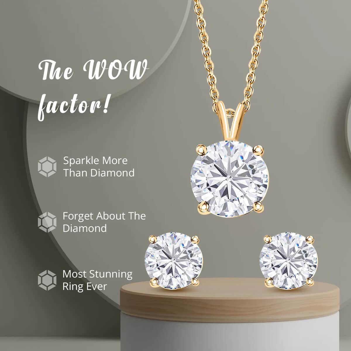 Ankur Treasure Chest Luxoro 10K Yellow Gold Moissanite Stud Earrings, Gold Solitaire Pendant 1.85 ctw image number 4
