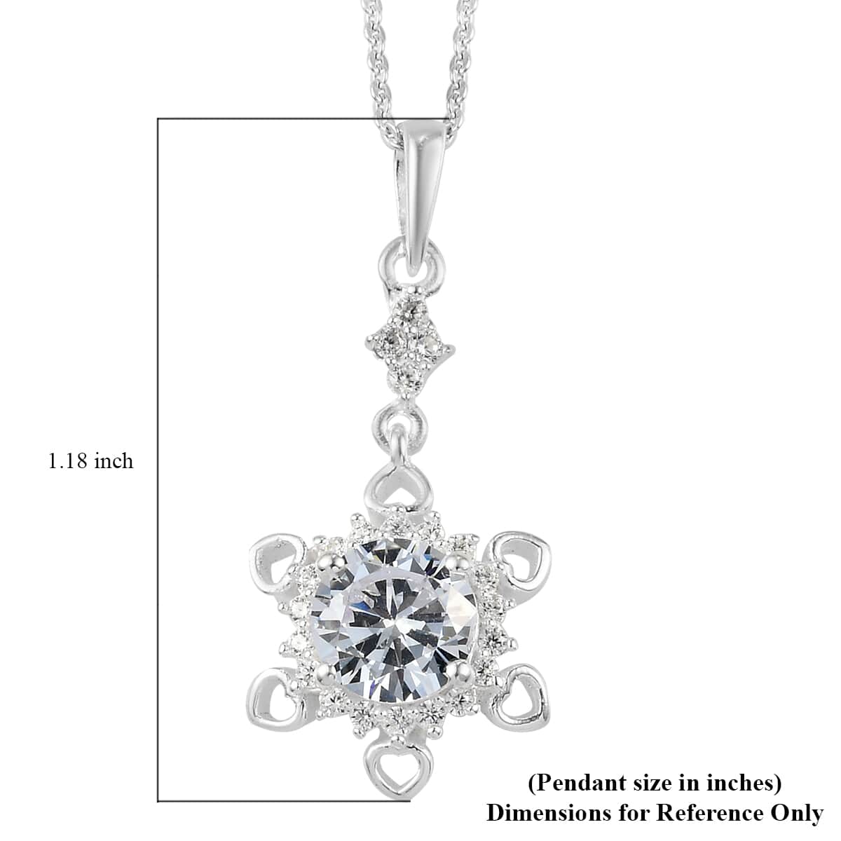 Merry Christmas Jewelry Gift Set with Simulated Diamond Snowflake Hearts Pendant Necklace 20In in Platinum Over Sterling Silver 4.35 ctw image number 5