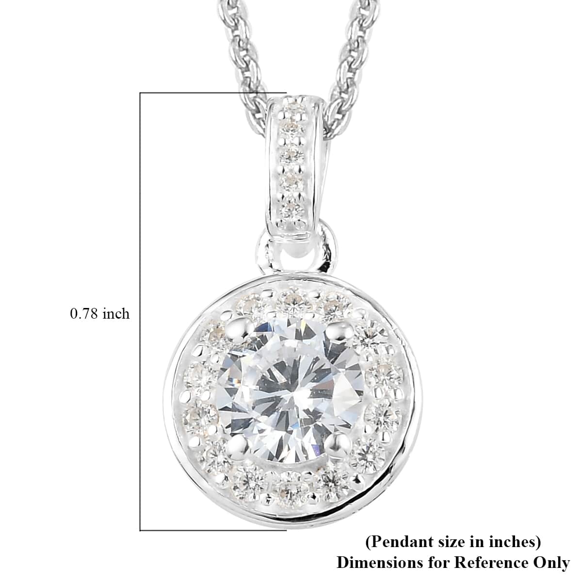 Simulated Diamond Halo Pendant Necklace 20 Inches in Platinum Over Sterling Silver 1.85 ctw image number 6