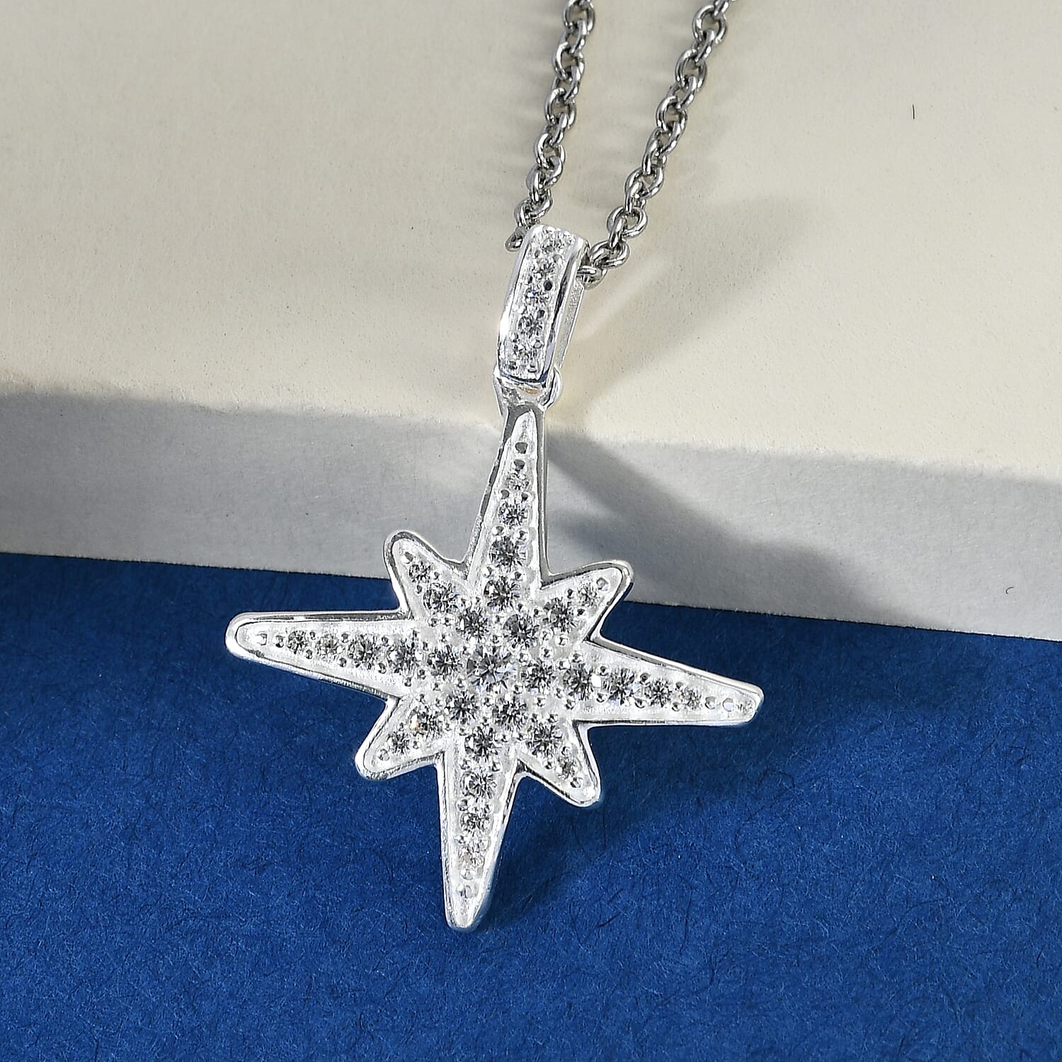 Merry Christmas Jewelry Gift Set with Simulated Diamond Starburst Pendant in Sterling Silver with Stainless Steel Necklace 20In 0.75 ctw