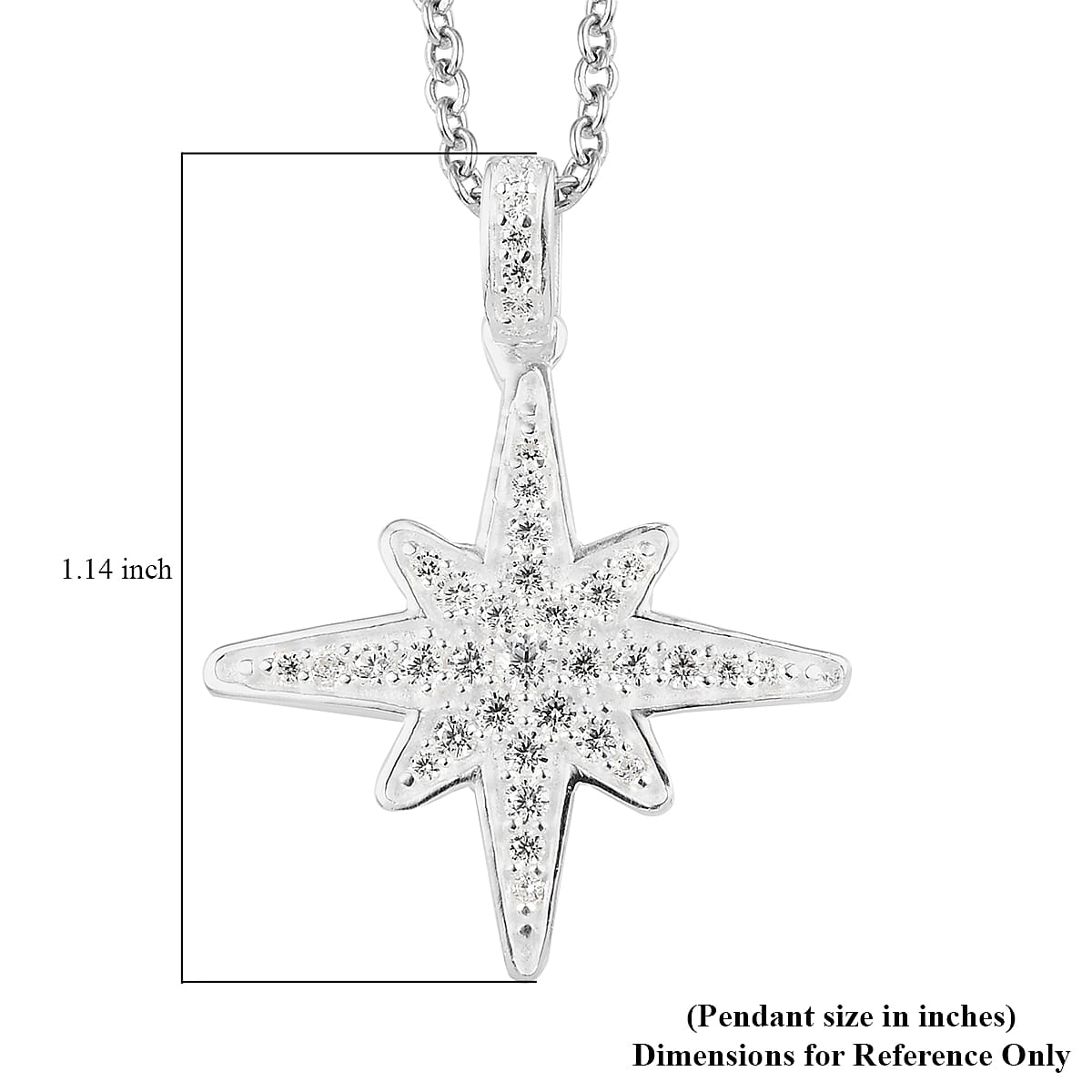 Merry Christmas Jewelry Gift Set with Simulated Diamond Starburst Pendant in Sterling Silver with Stainless Steel Necklace 20In 0.75 ctw