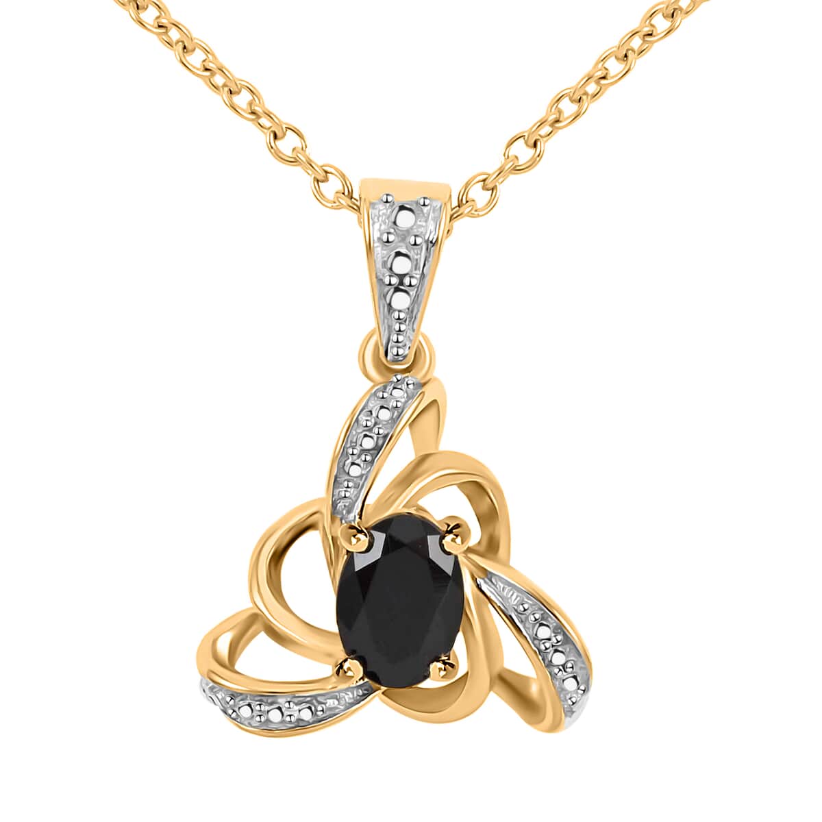 Natural Black Tourmaline Pendant Necklace 20 Inches in 14K Yellow Gold Over Sterling Silver and ION Plated YG Stainless Steel 0.75 ctw image number 0