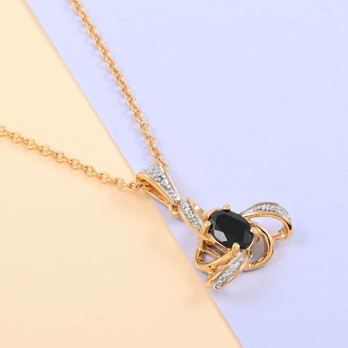 Natural Black Tourmaline Pendant Necklace 20 Inches in 14K Yellow Gold Over Sterling Silver and ION Plated YG Stainless Steel 0.75 ctw image number 1