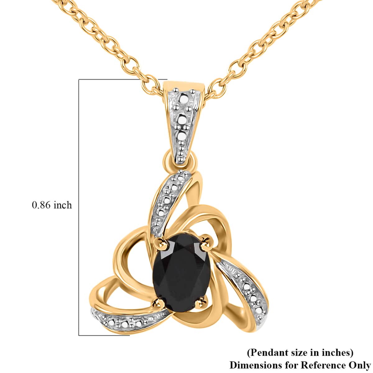 Natural Black Tourmaline Pendant Necklace 20 Inches in 14K Yellow Gold Over Sterling Silver and ION Plated YG Stainless Steel 0.75 ctw image number 6