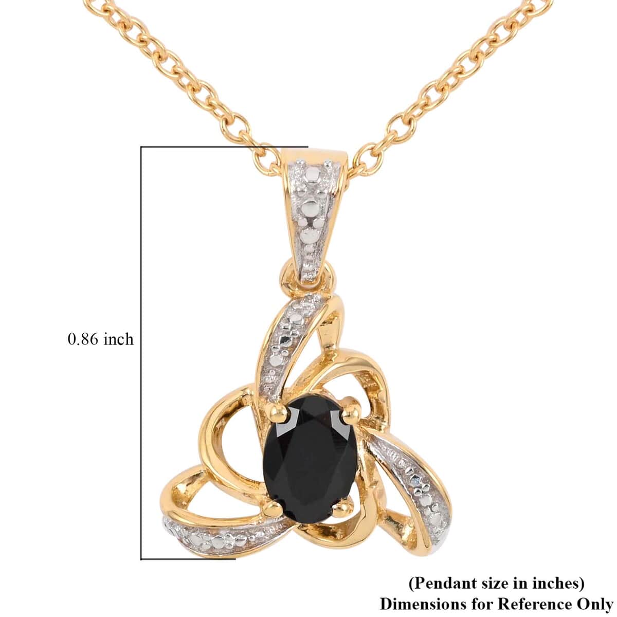 Natural Black Tourmaline Pendant Necklace 20 Inches in 14K Yellow Gold Over Sterling Silver and ION Plated YG Stainless Steel 0.75 ctw image number 7