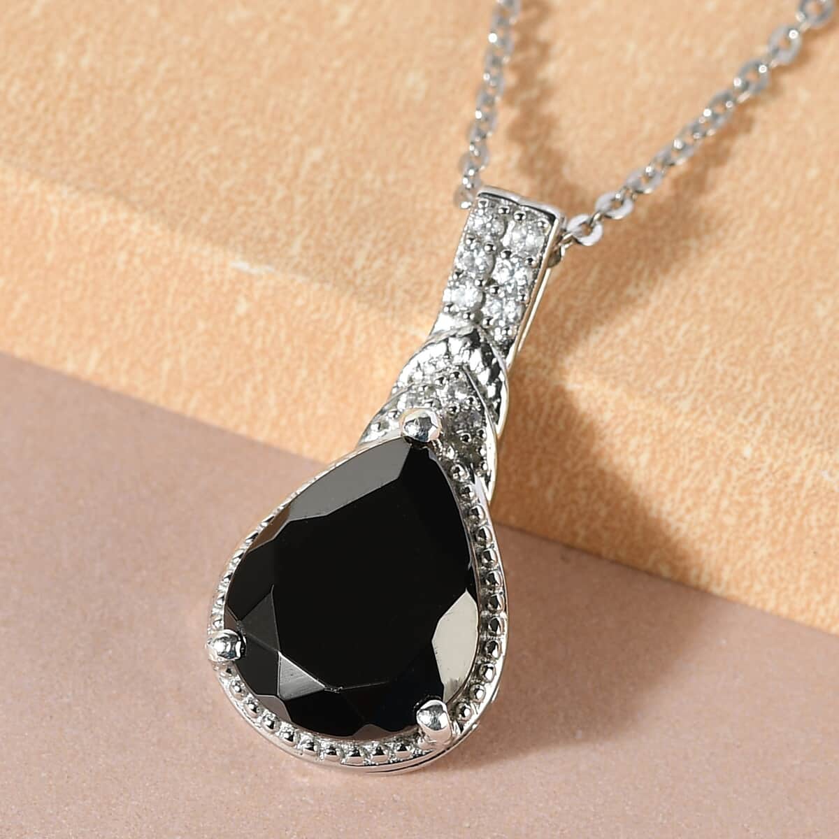 Elite Shungite and Natural White Zircon Pendant Necklace 20 Inches in Platinum Over Sterling Silver 2.10 ctw image number 1