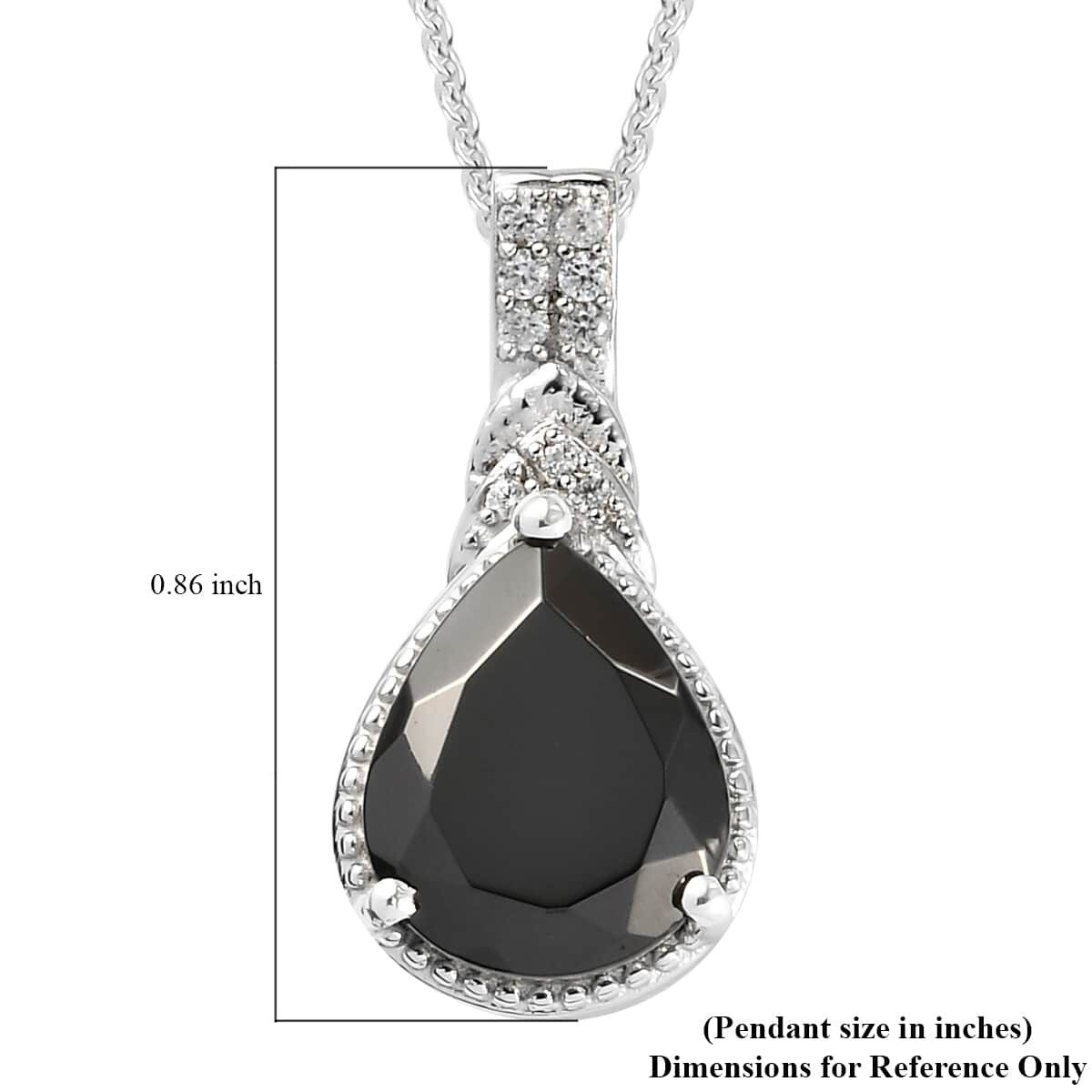 Elite Shungite and Natural White Zircon Pendant Necklace 20 Inches in Platinum Over Sterling Silver 2.10 ctw image number 5