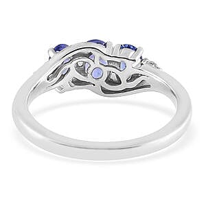 Tanzanite and Multi Gemstone 1.15 ctw Ring (Size 10) and Pendant without Chain in Platinum Over Sterling Silver