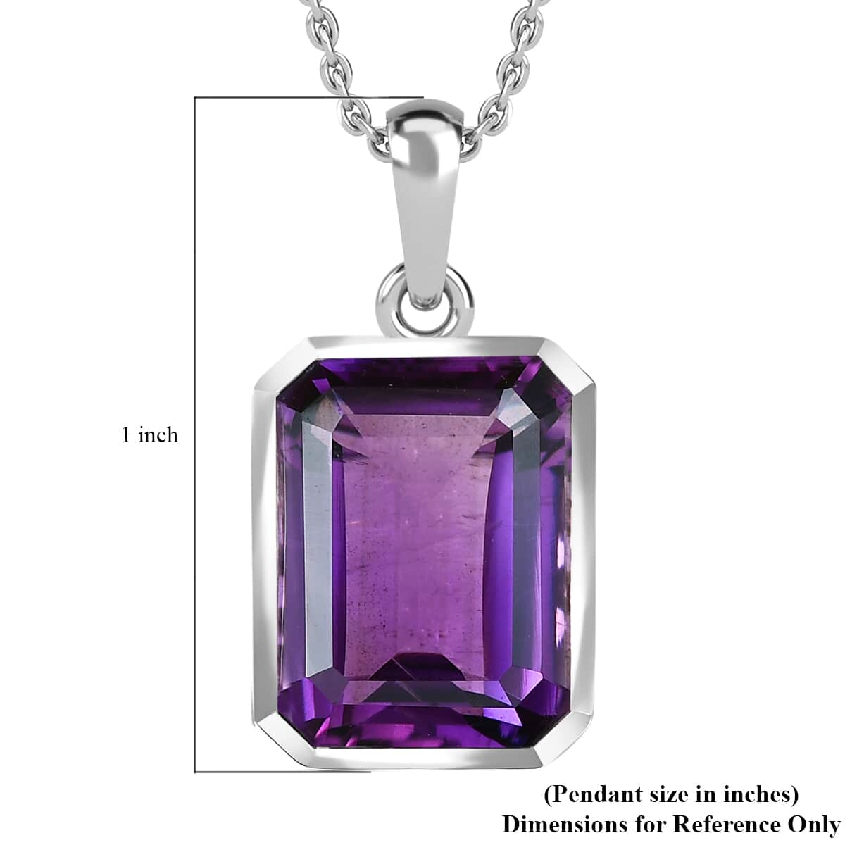 Lusaka Amethyst Solitaire Pendant Necklace 20 Inches in Platinum Over Sterling Silver 11.50 ctw image number 5