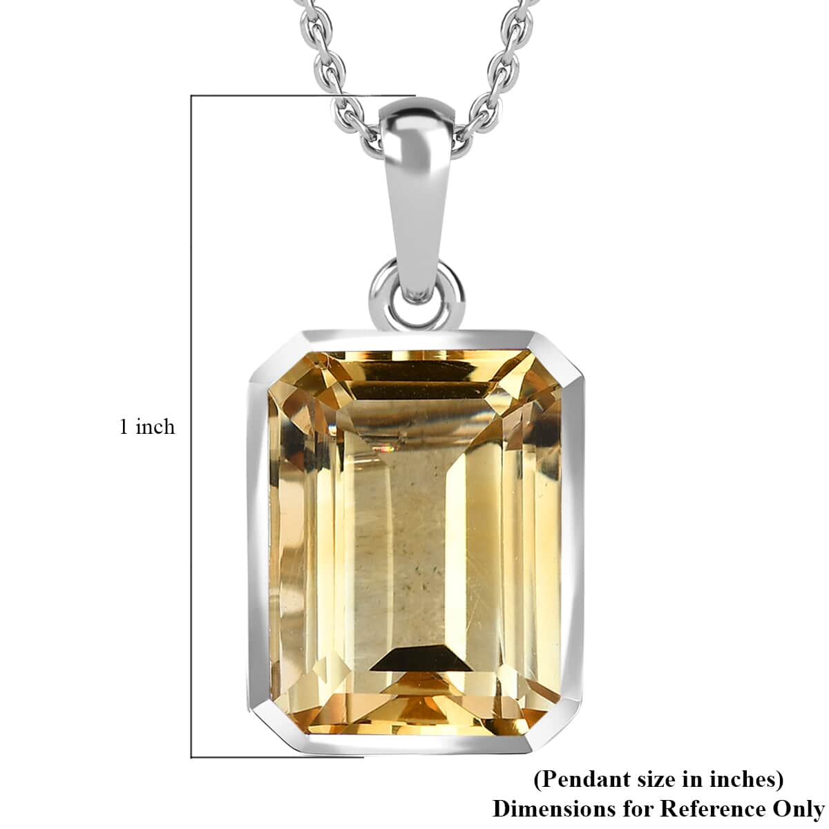 Brazilian Citrine 11.85 ctw Necklace in Platinum Plated Sterling Silver, Silver Solitaire Pendant 20 Inches image number 5